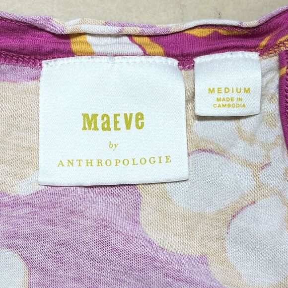 Anthropologie Maeve Catie Ruffle Sleeve Top Size M Bright Floral Orange Pink - Picture 8 of 10